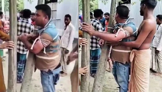 সুদের টাকা না দেওয়ায় গাছে বেঁধে নির্যাতন